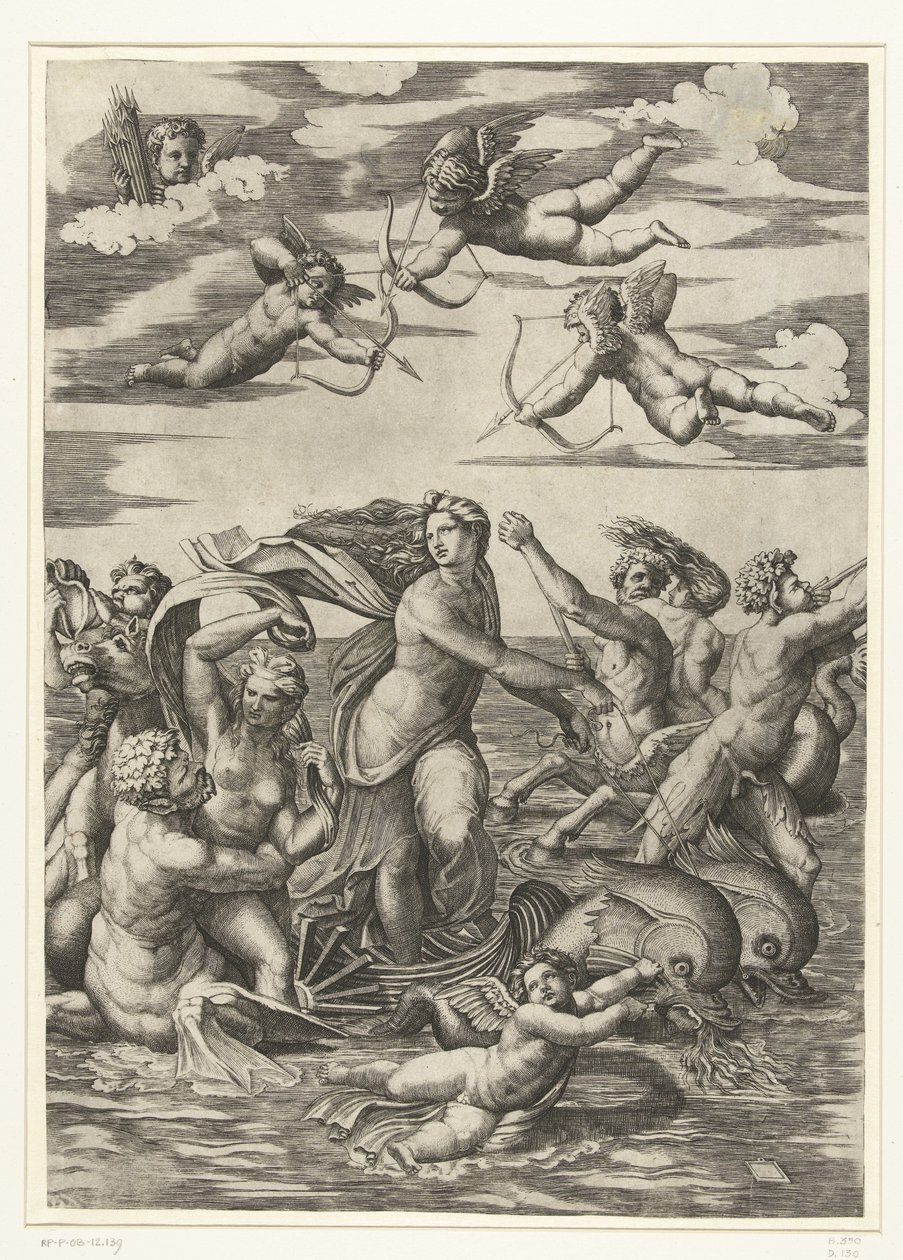 Triomphe de Galatée avec tritons et néréides et putti - Marcantonio Raimondi
