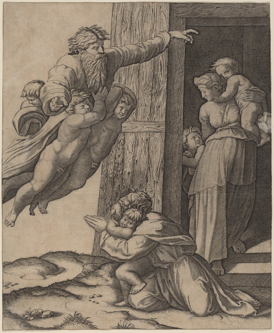 Dieu Apparaissant à Noé - Marcantonio Raimondi after Raphael