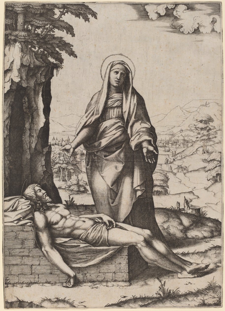La Lamentation de la Vierge - Marcantonio Raimondi after Raphael