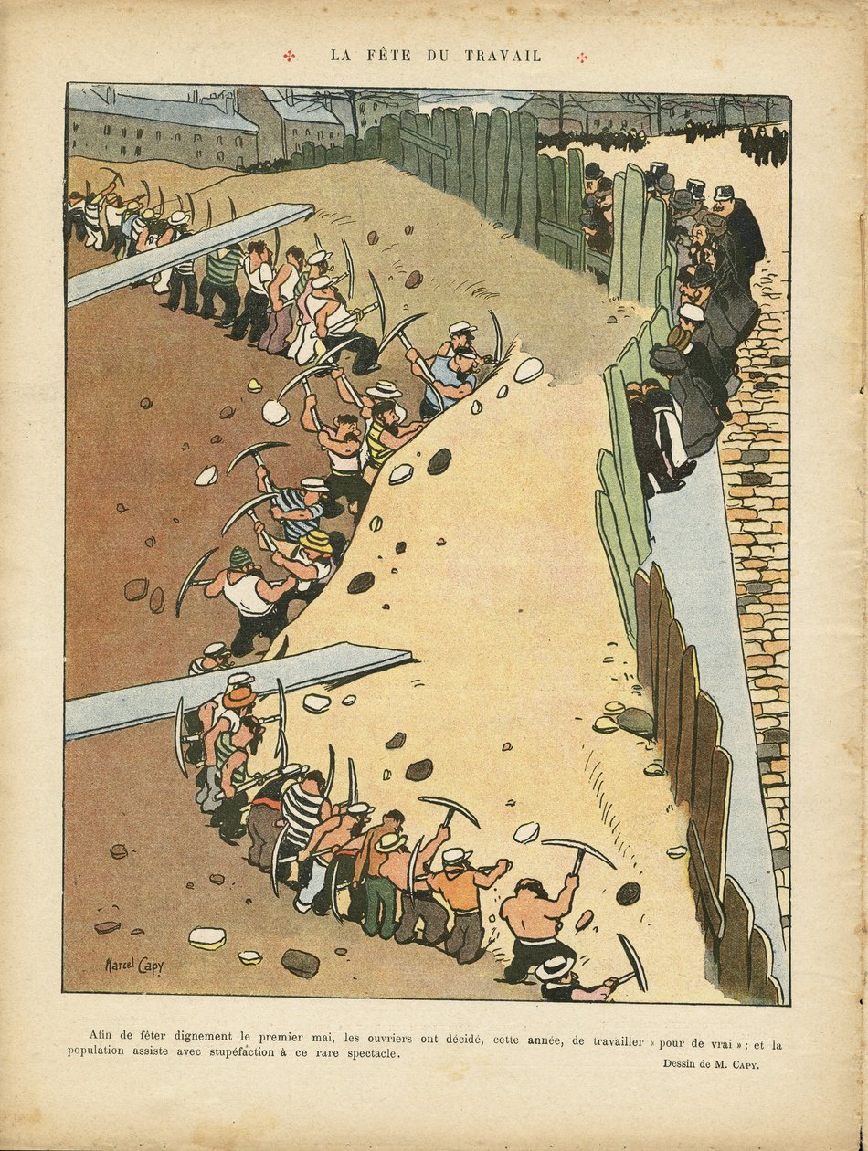 Illustration de Marcel Capy dans Le Rire, 27/04/12 - Fête du Travail - Urbanisme, Travail, 1er mai - Terrassiers - Marcel Amable O.L. Capy