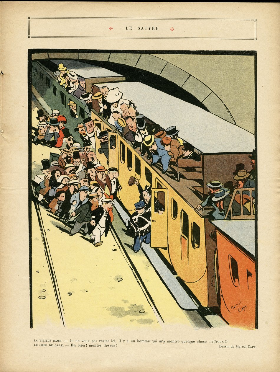 Illustration de Marcel Capy (1865-1941) dans Le Rire, 03/09/10 - La satyre - Urbanisme, Train, Pont - Marcel Amable O.L. Capy
