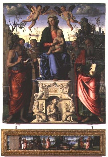 Madone et Enfant avec Saint Jean-Baptiste, Saint Bernardin de Sienne et Saint Jérôme - Marco (attr. to) Meloni