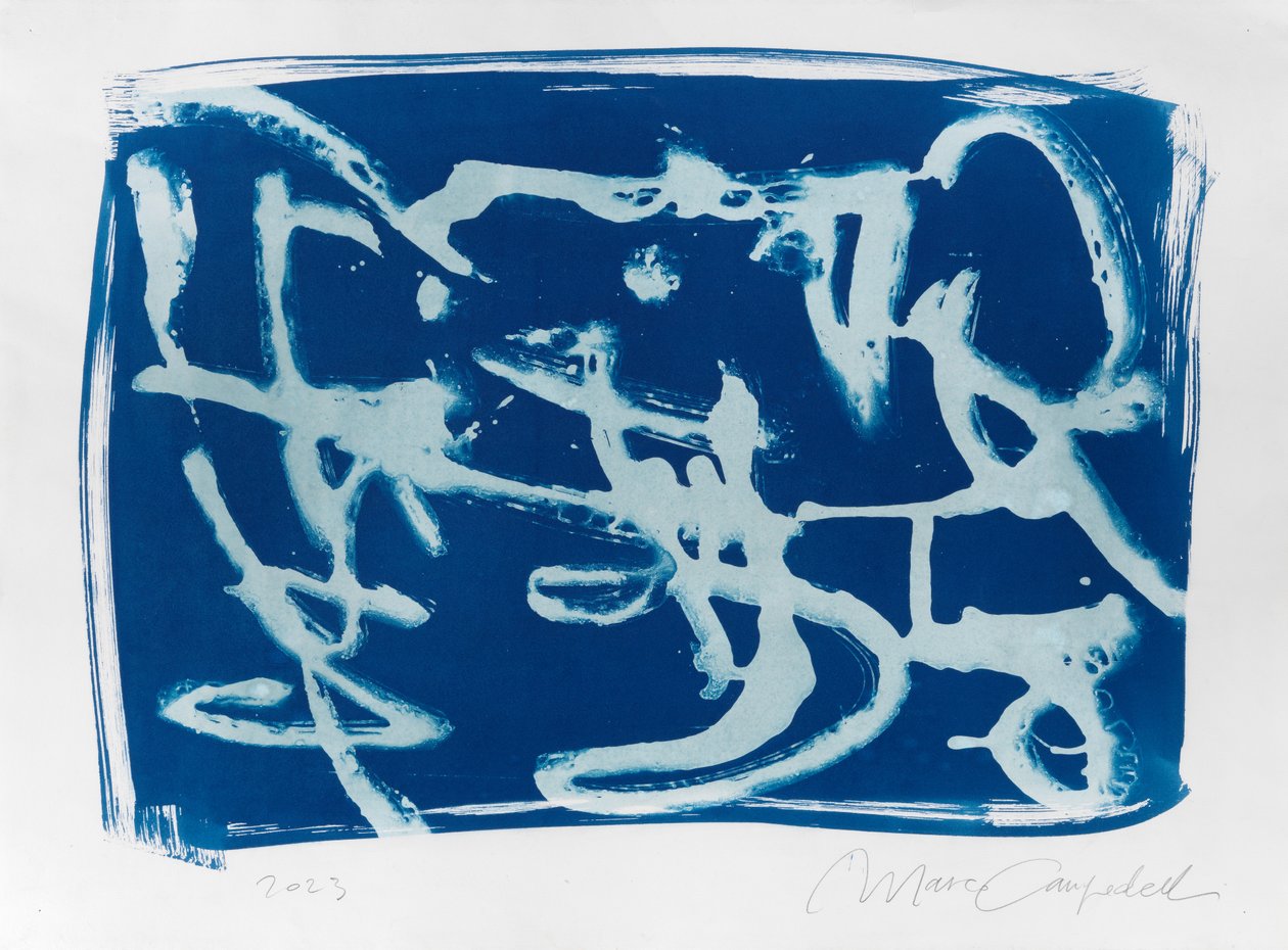 Écriture asémique, 2023 (cyanotype sur papier) - Marco Campedelli