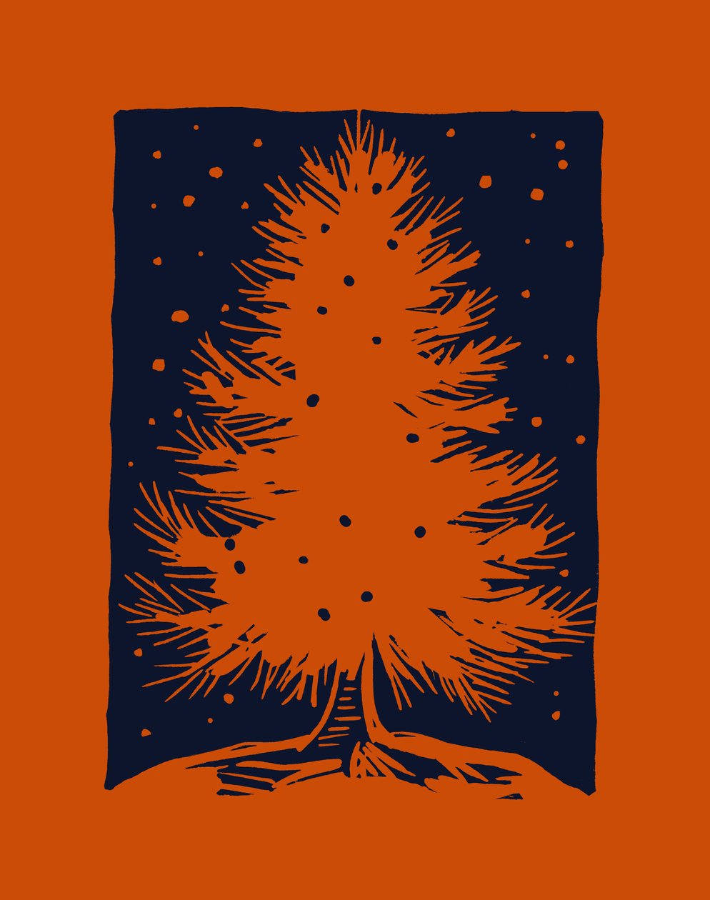 Arbre de Noël rouge, 2023 (linoléum sur papier) - Marco Campedelli