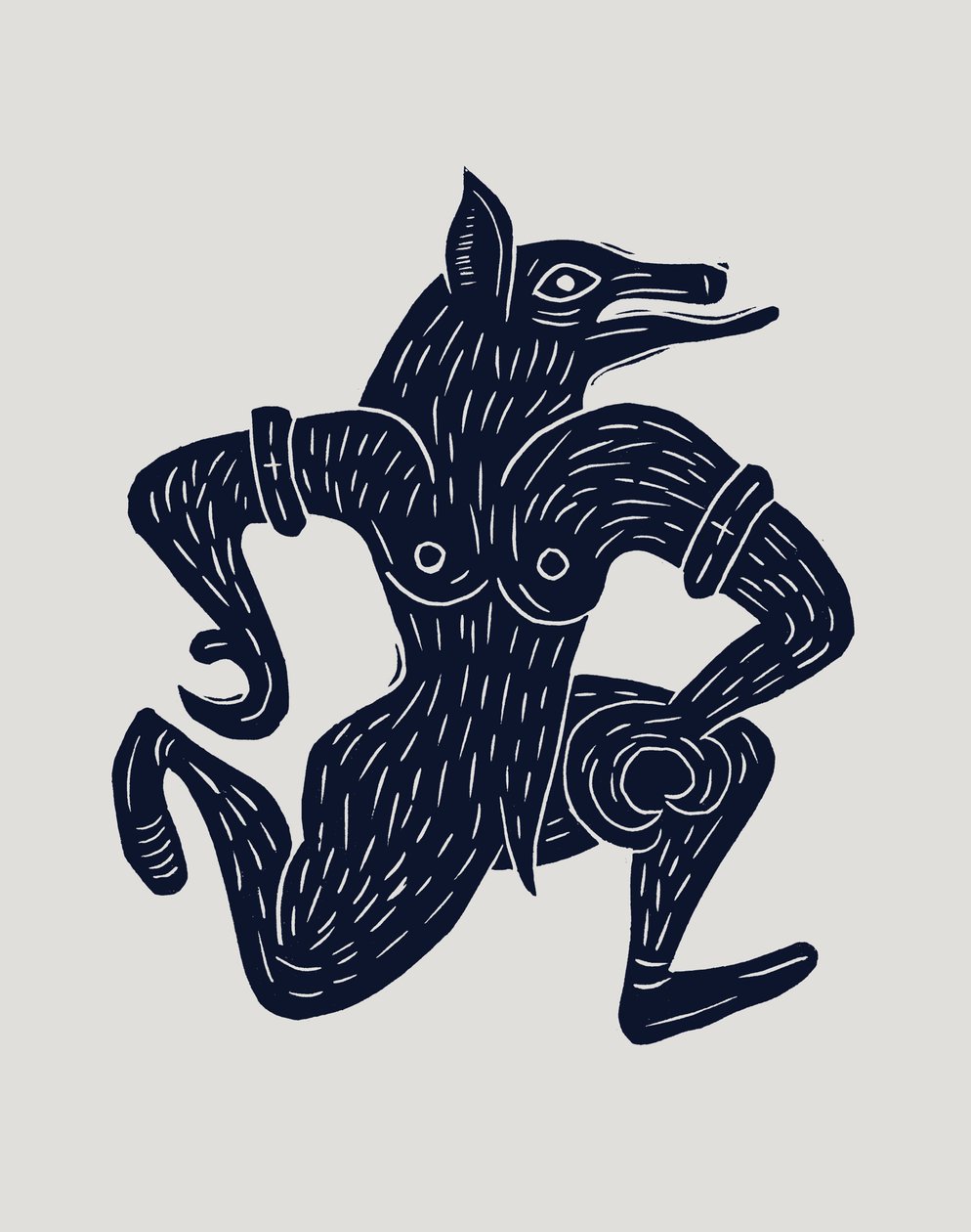 Loup-garou, 2023 (linoléum sur papier) - Marco Campedelli