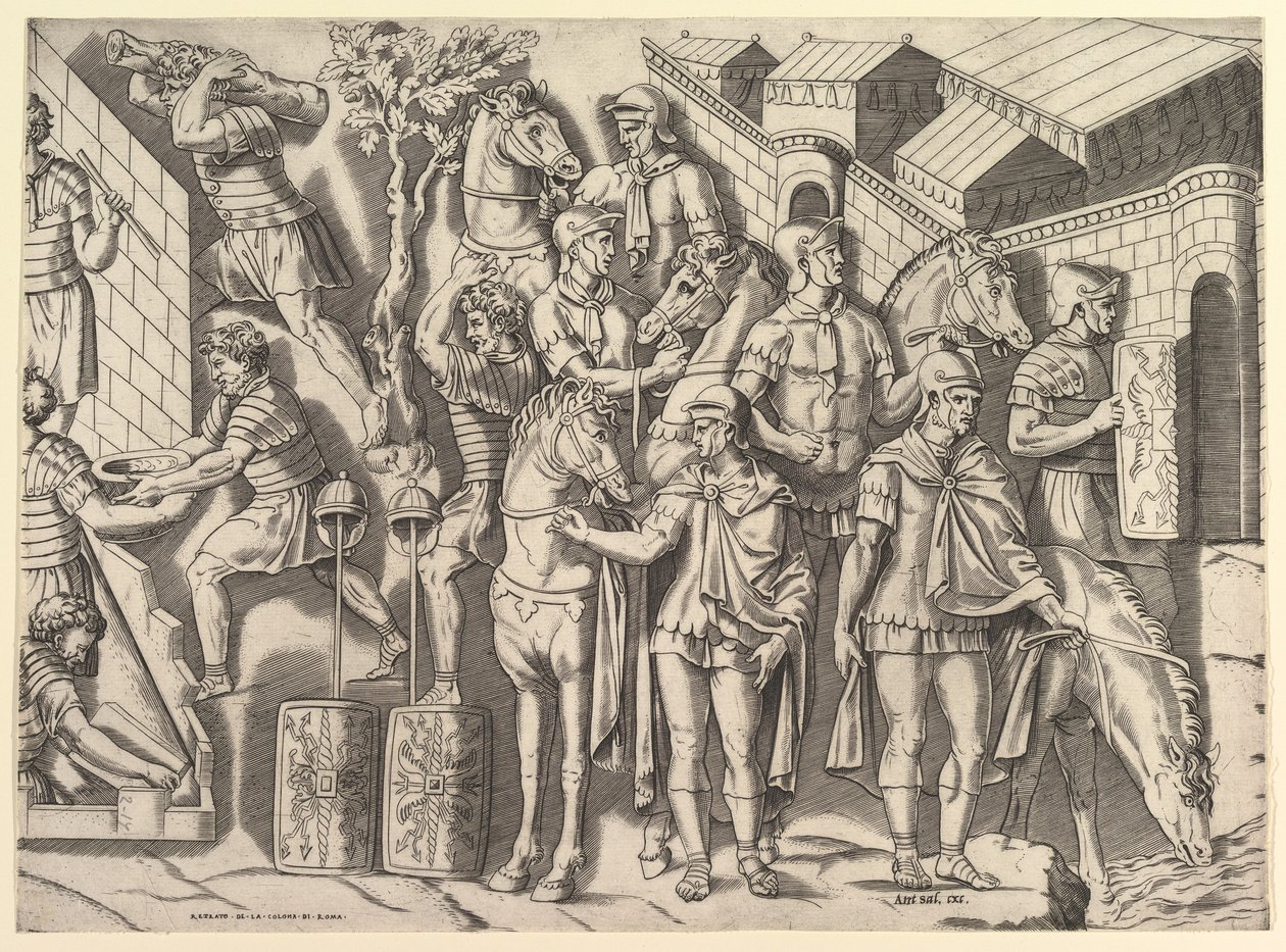 Speculum Romanae Magnificentiae: Cavaliers Romains, de la Colonne de Trajan - Marco Dente