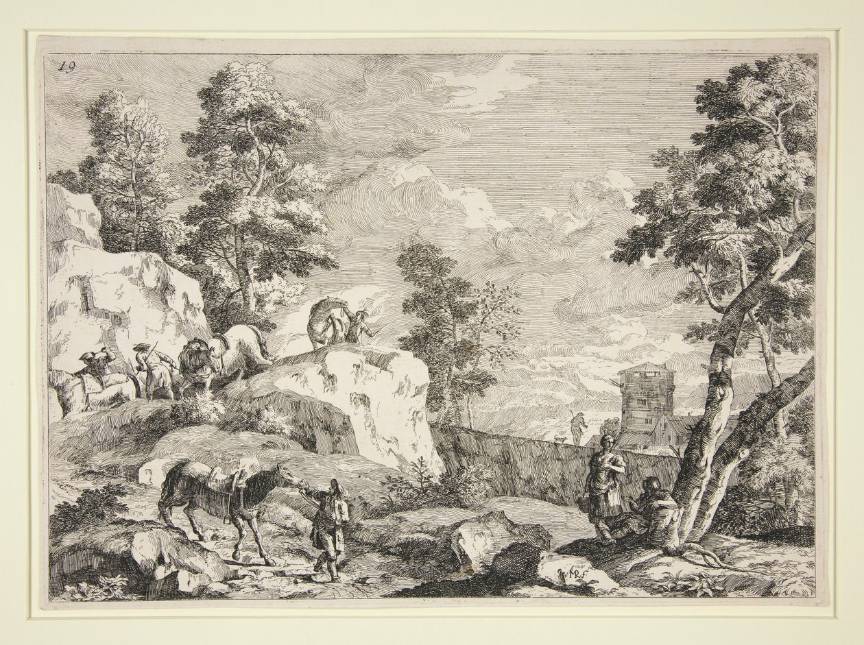 Paysage avec quatre cavaliers - Marco Ricci