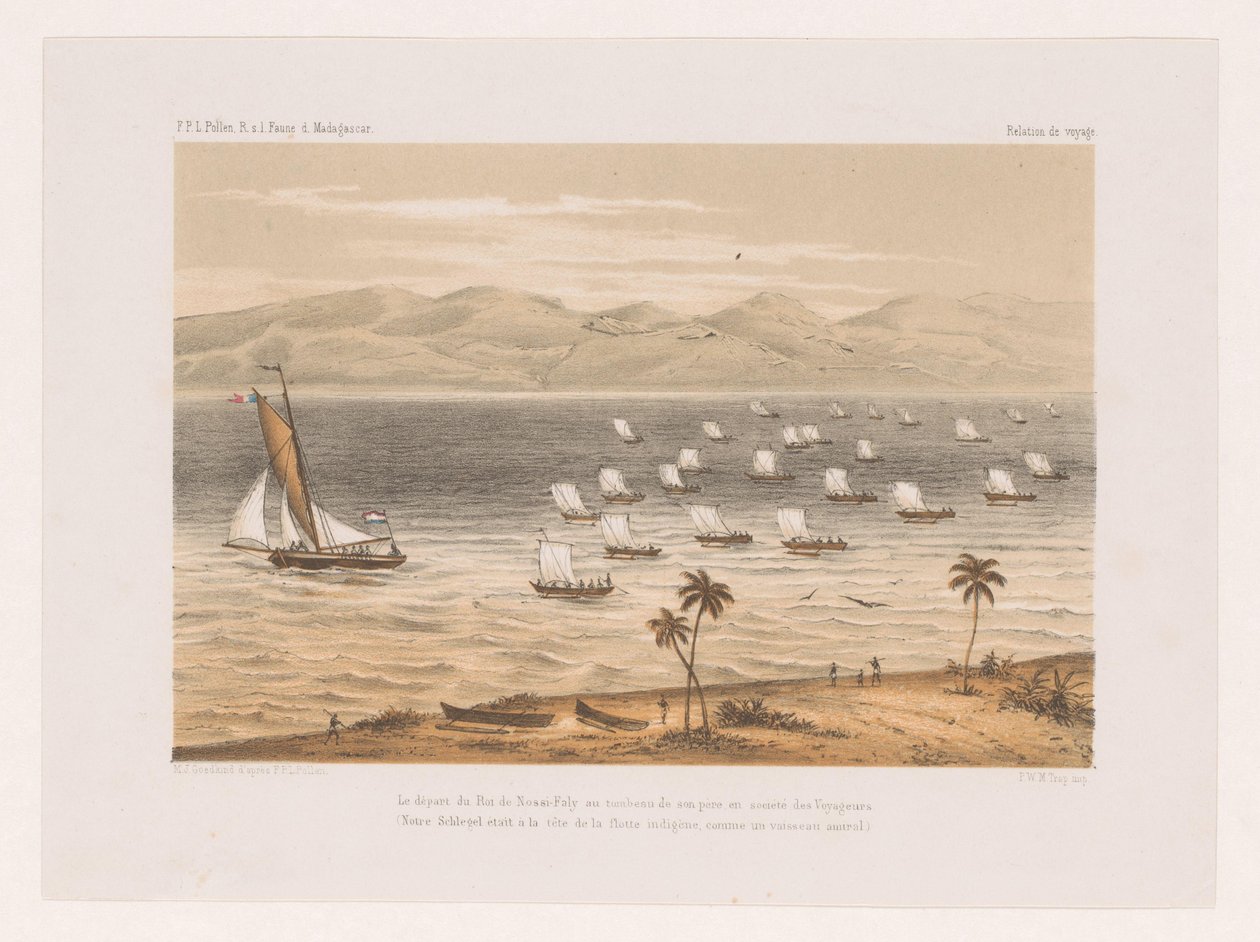 Départ du roi de Nossi-Faly pour les funérailles de son père (Reis van François P.L. Pollen naar Madagaskar) - Marcus Jacob Goedkind