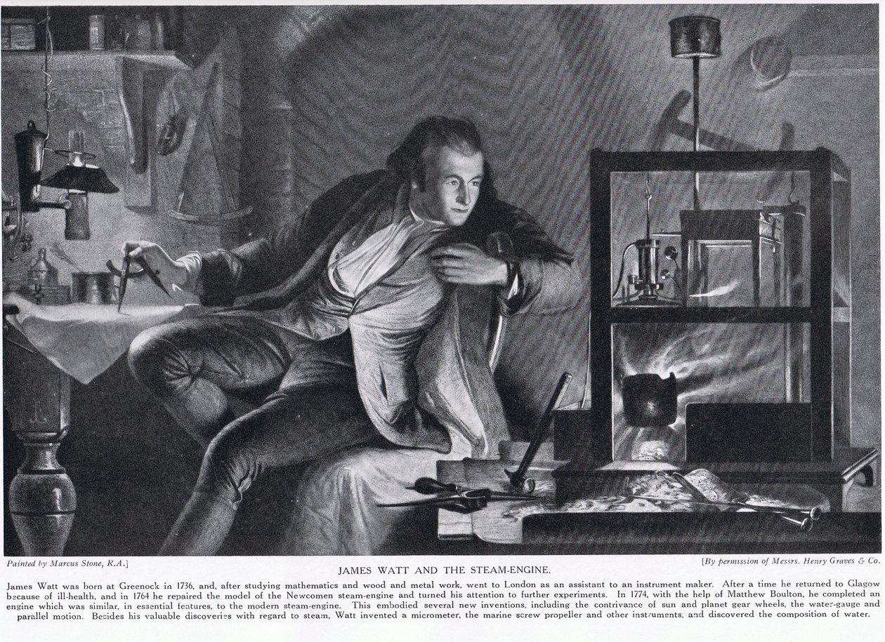 James Watt et la machine à vapeur, illustration de 