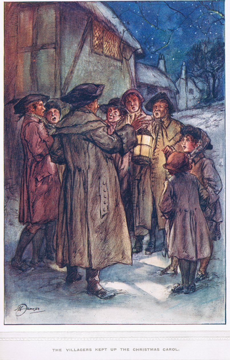 Les villageois ont continué le chant de Noël, illustration de 