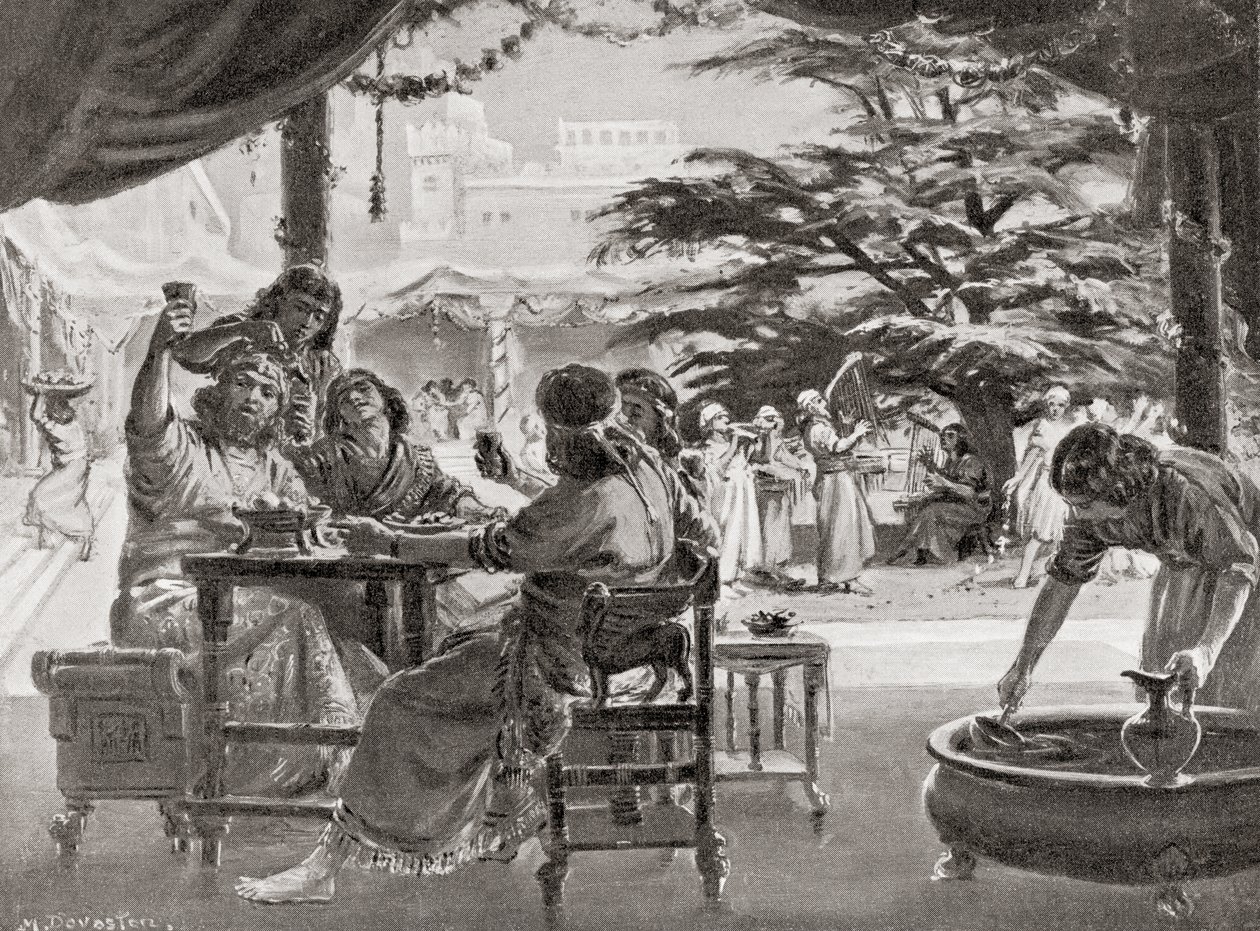 Réjouissances à Babylone lors de la reconstruction de la ville par Esarhaddon, extrait de Hutchinson