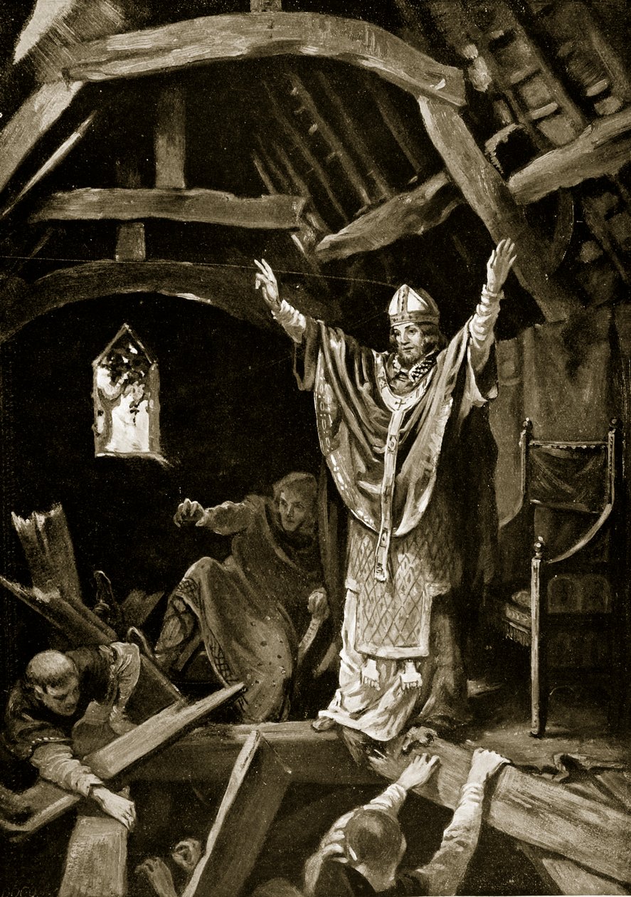 Effondrement du sol à Calne, 978, illustration tirée de "Hutchinson