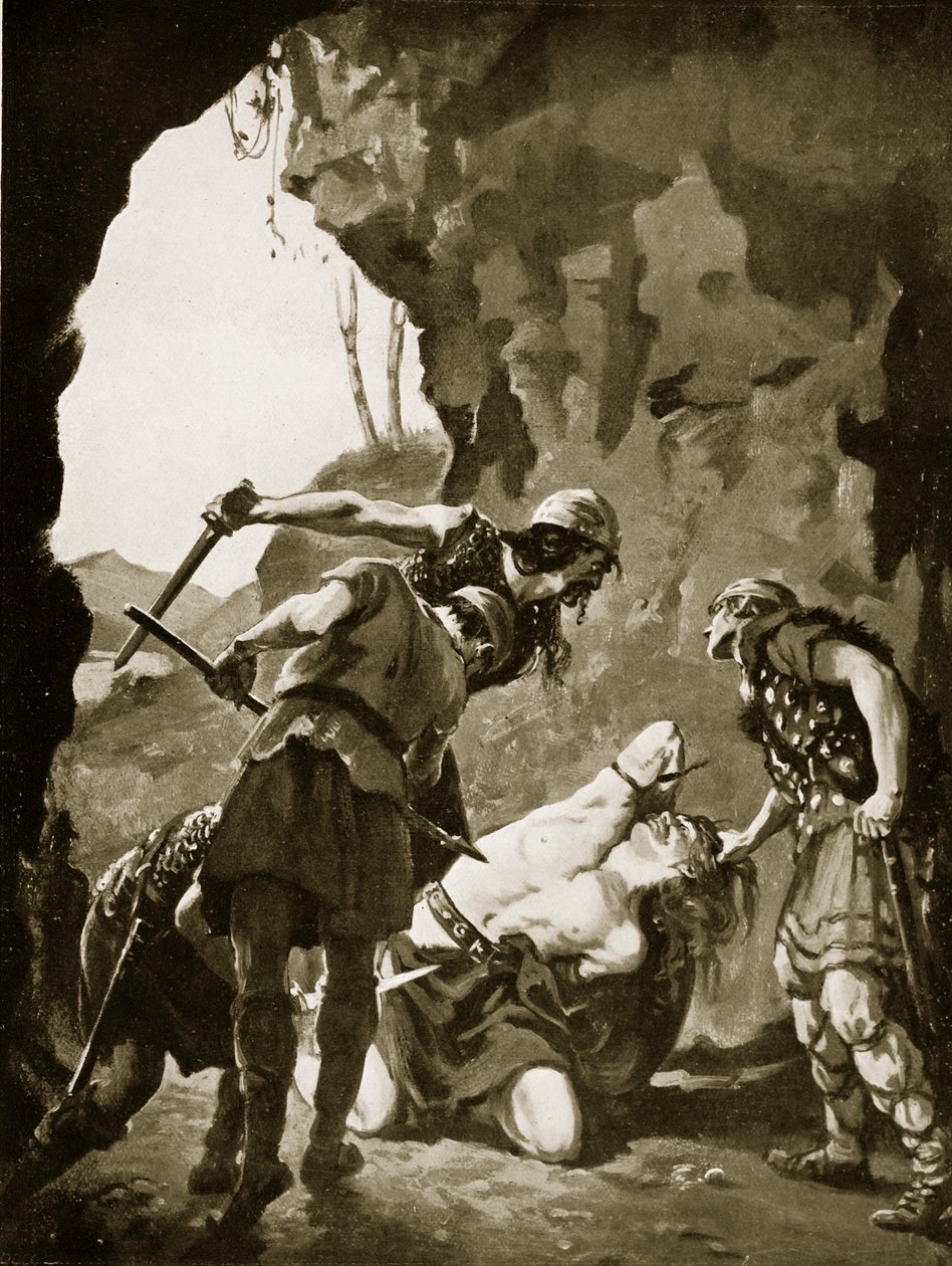 Constantin II tué par les Danois, 881 après J.-C., illustration tirée de "Hutchinson