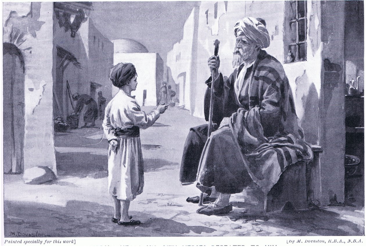 Ferdusi (941-1020 ap. J.-C.) entend ses propres vers lui être répétés (litho) - Margaret Dovaston