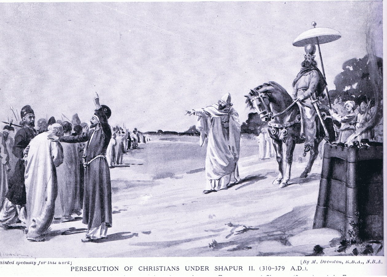 Persécution des chrétiens sous Shapur II (litho) - Margaret Dovaston