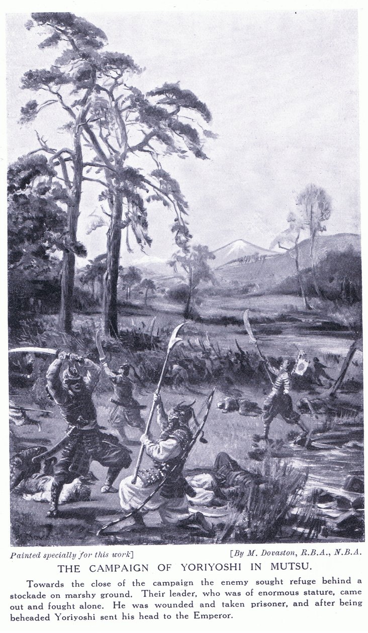 La campagne de Yoriyoshi à Mutsu (lithographie) - Margaret Dovaston