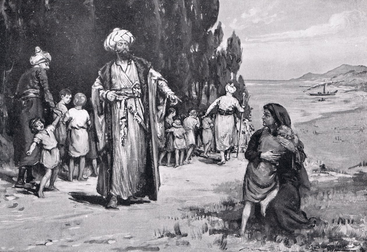 Hommage des enfants aux Turcs, illustration tirée de "Hutchinson