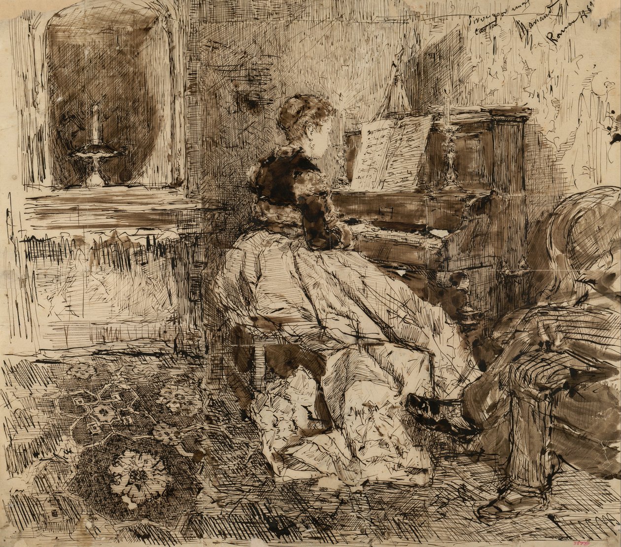 Cecilia de Madrazo jouant du piano - Marià Fortuny Marsal