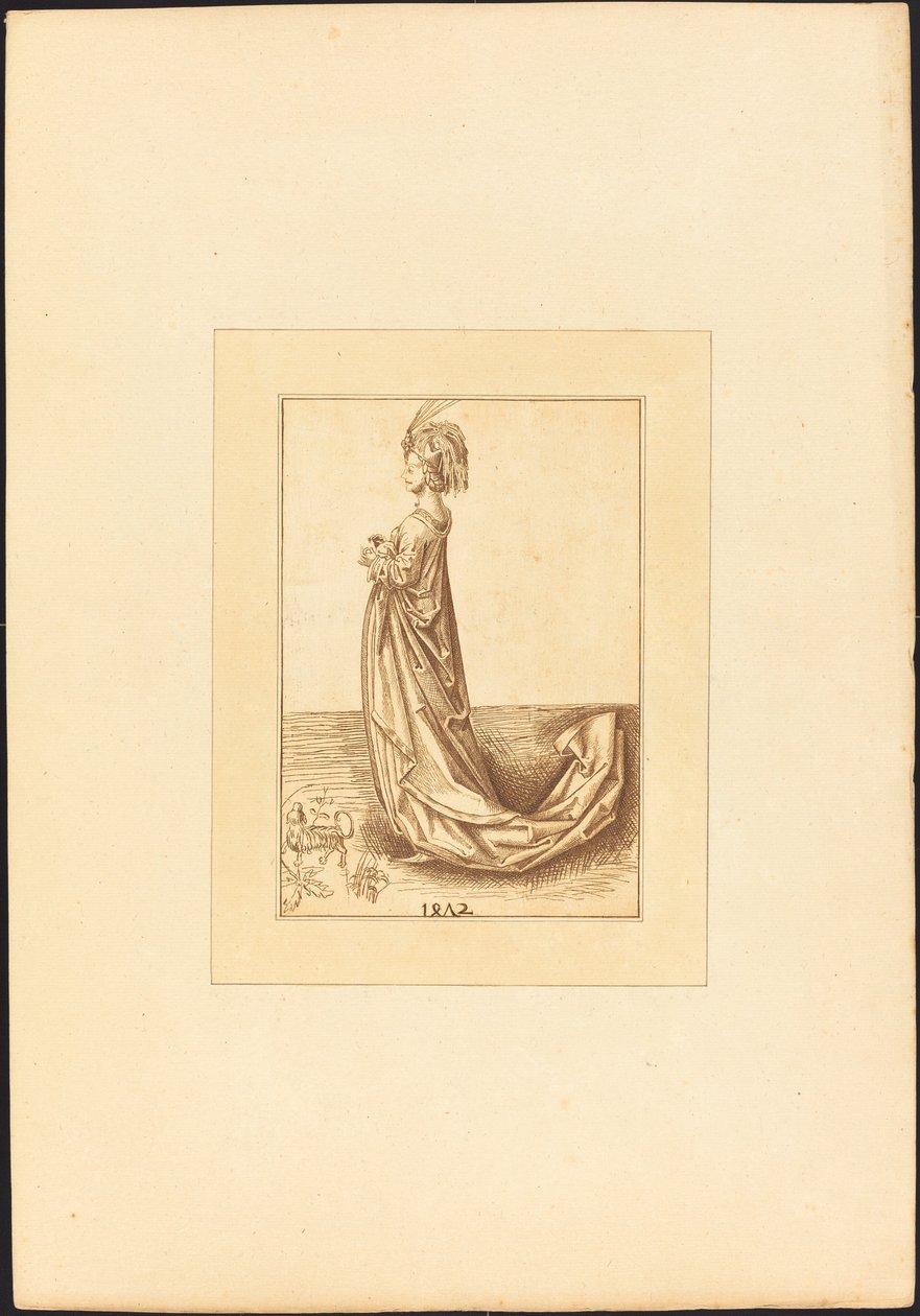 Une dame en longue robe - Maria Catharina Prestel after Martin Schongauer