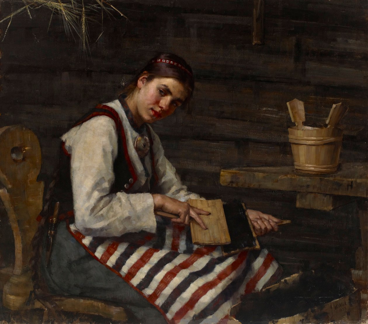 Jeune fille cardant - Maria Wiik