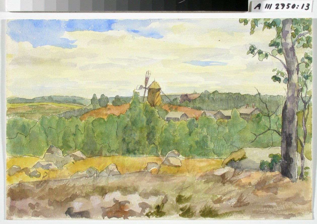Étude de paysage avec un moulin à vent - Maria Wiik