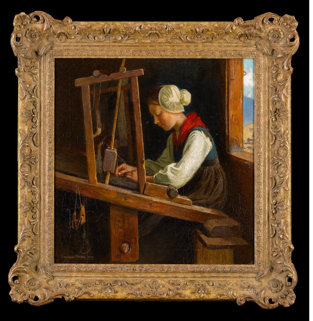 Le tisserand : Un métier à tisser dans les Alpes autrichiennes, 1917 - Marianne Stokes