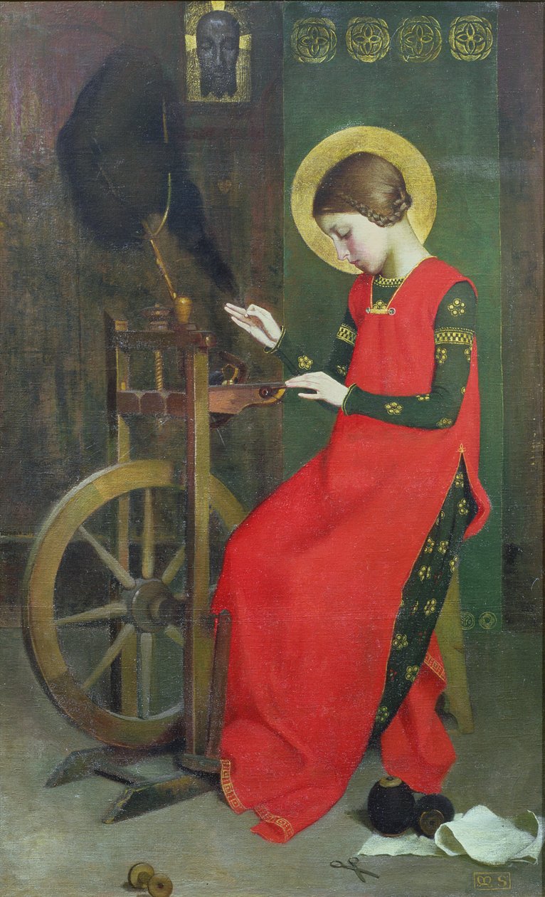 Sainte Élisabeth de Hongrie filant de la laine pour les pauvres, vers 1895 - Marianne Stokes