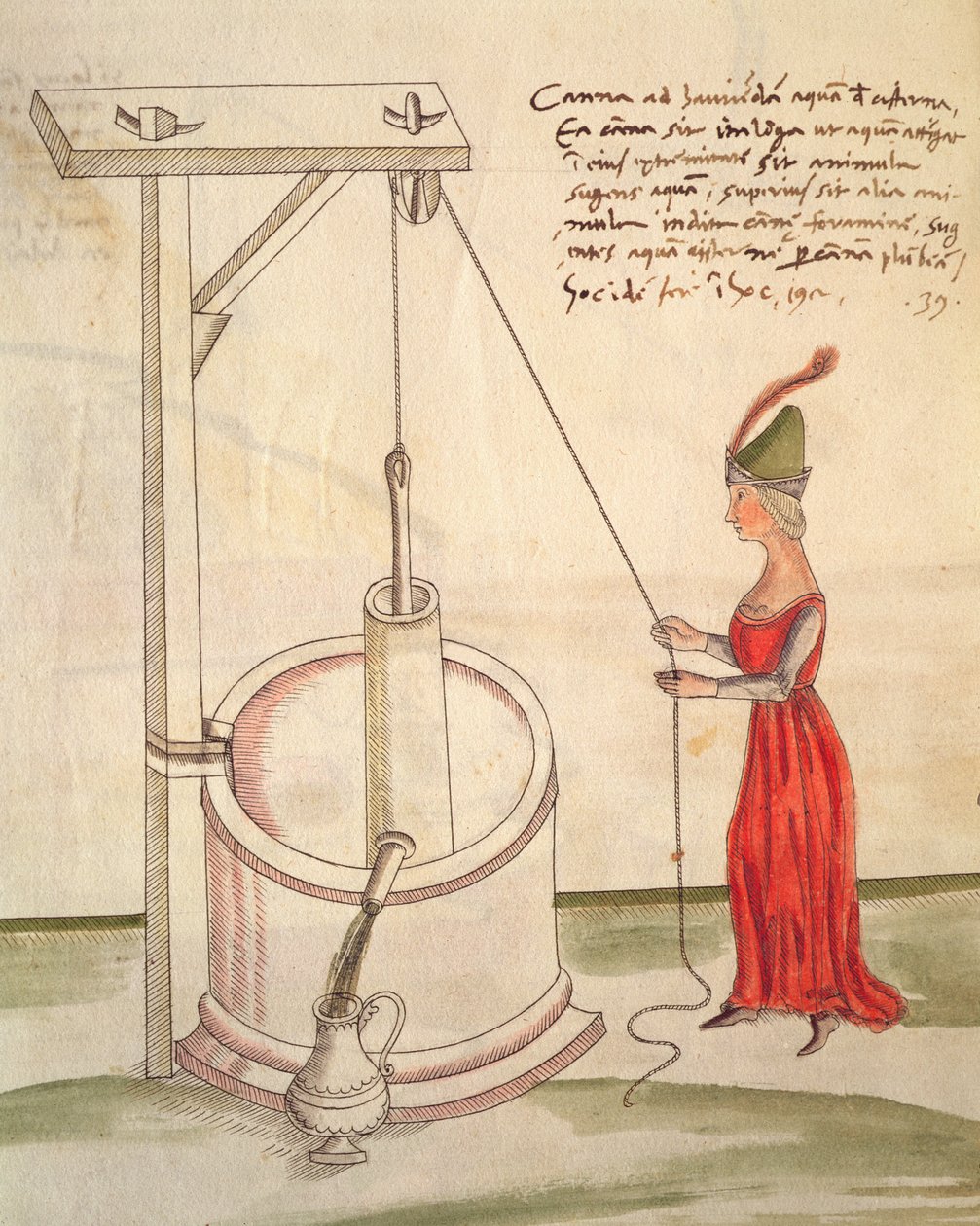 Femme puisant de l