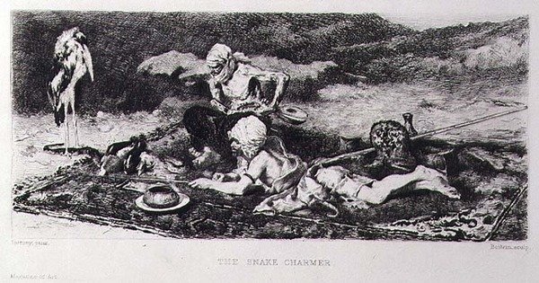 Le charmeur de serpents, gravé par Emile Boilvin - Mariano (after) Fortuny