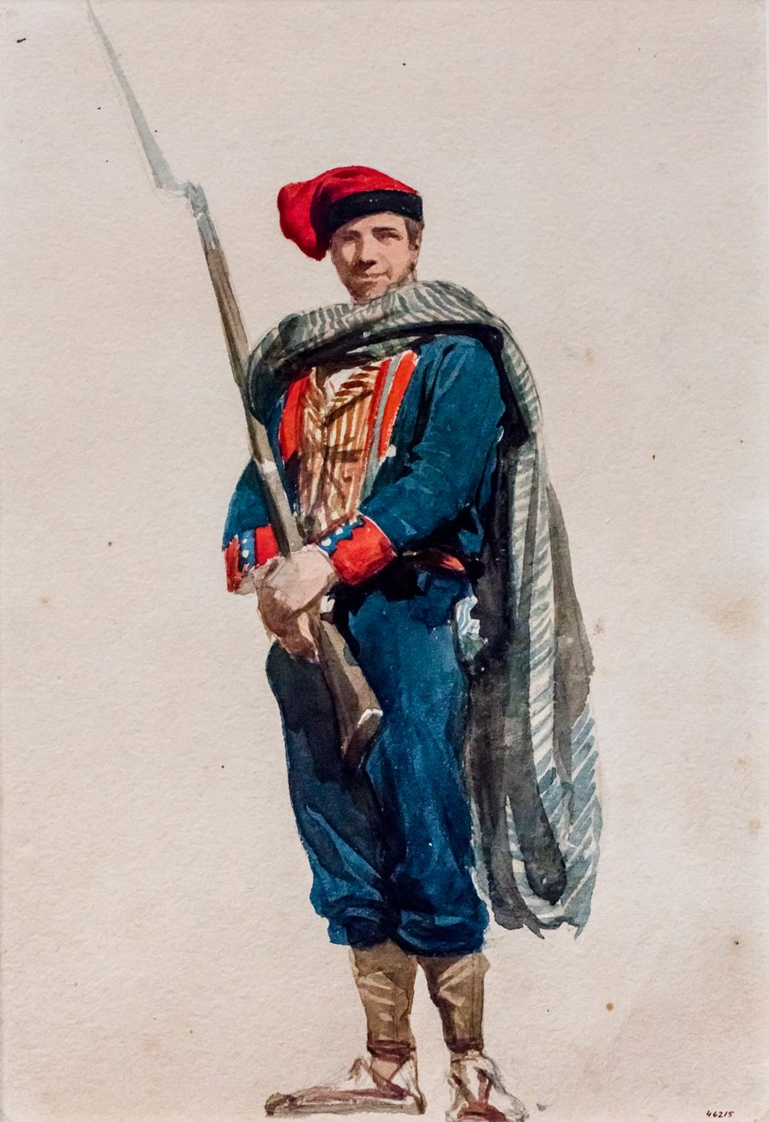 Volontaire catalan pour la guerre en Afrique, vers 1860 (aquarelle sur papier) - Mariano Fortuny