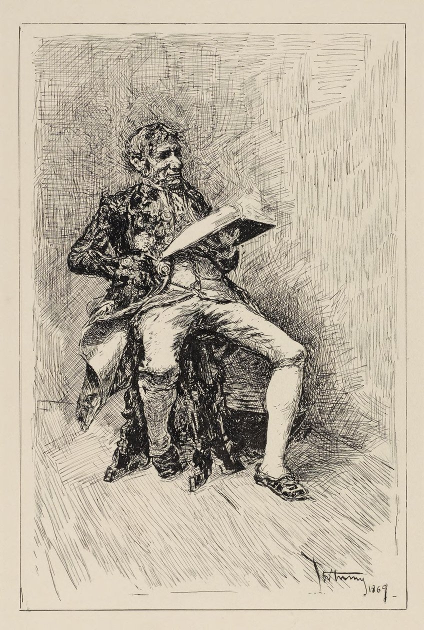 Sitzender Mann, der ein Buch liest - Mariano Fortuny