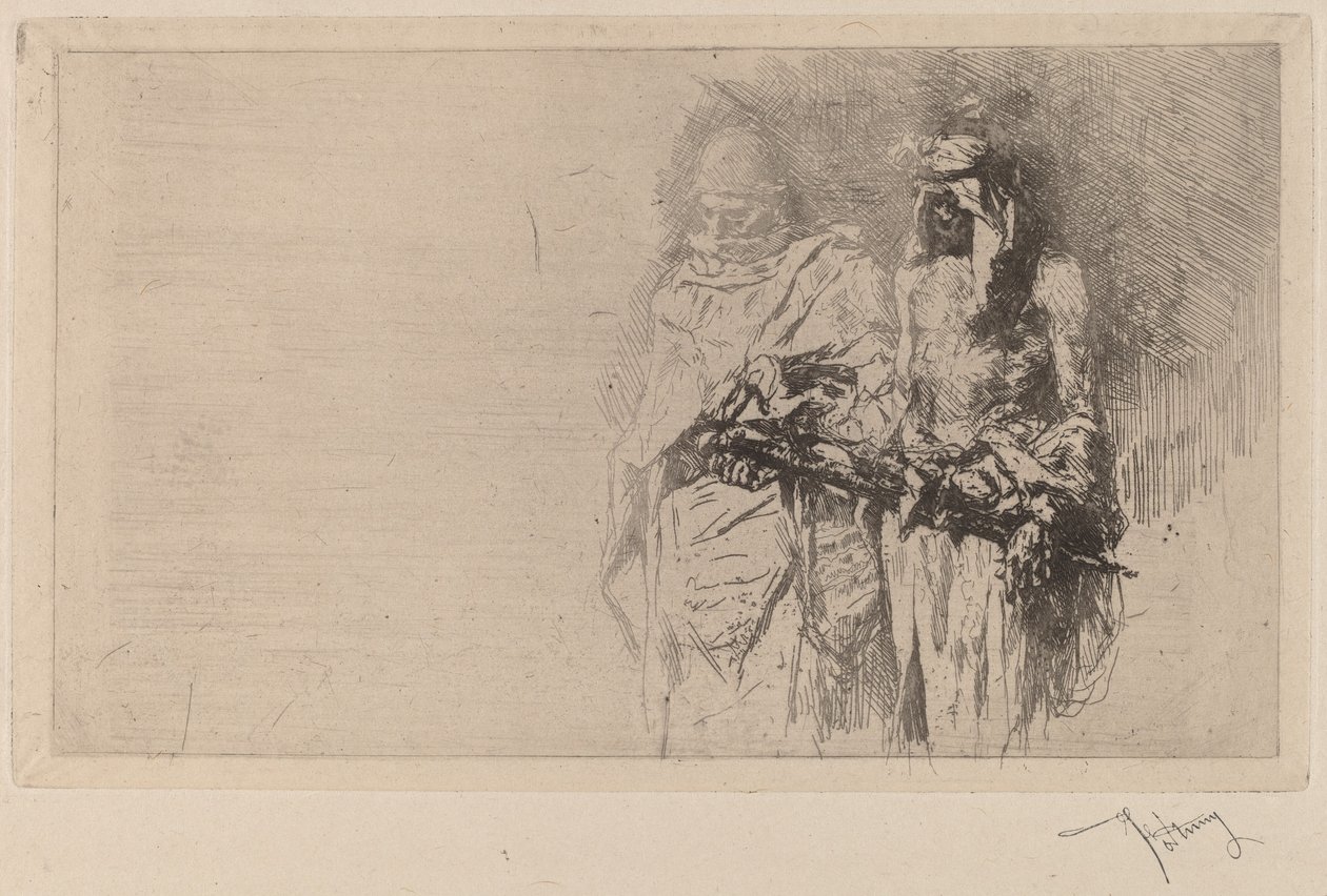 Croquis (Deux Figures Arabes) - Marià Fortuny
