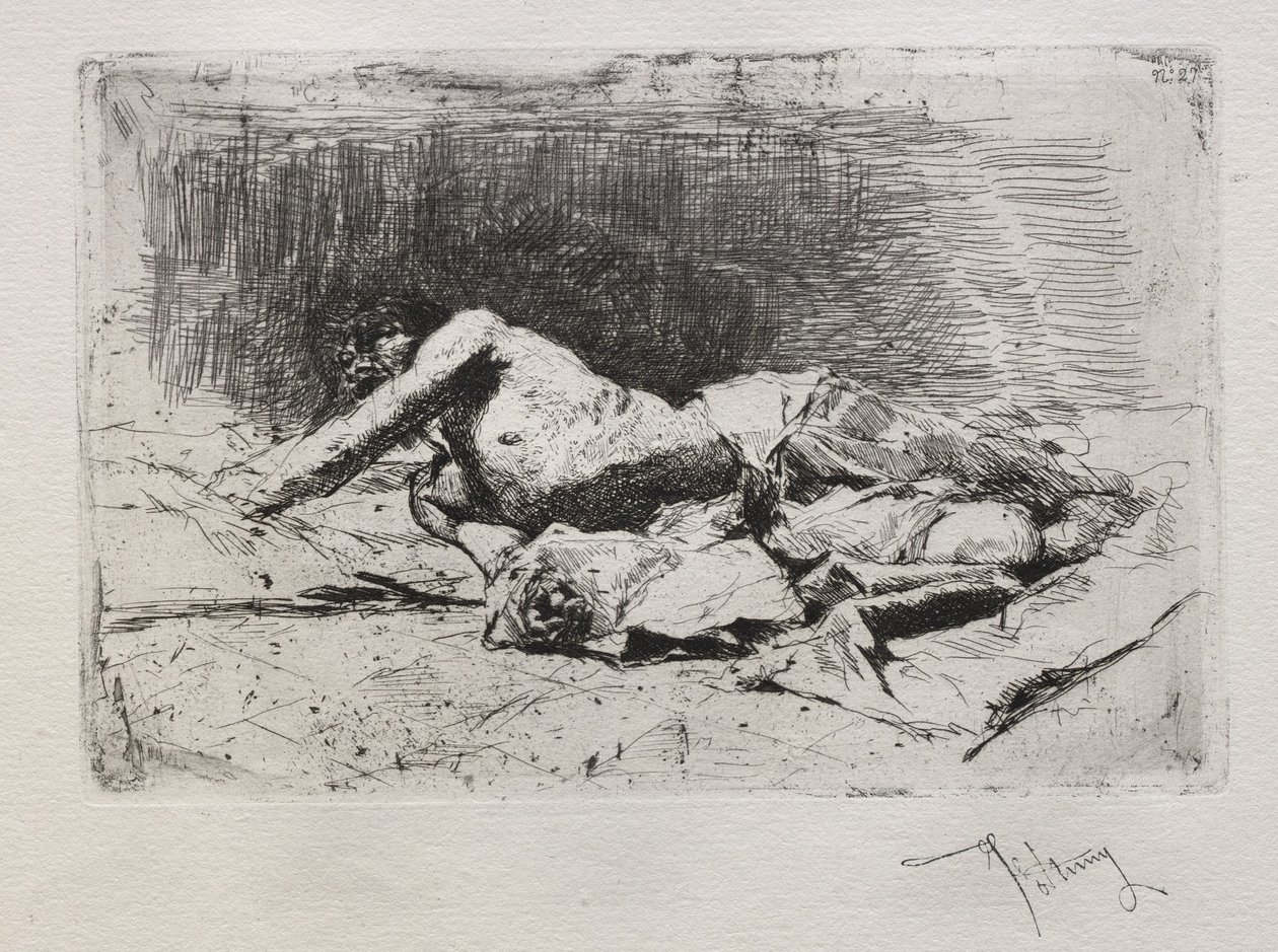 Homme se roulant par terre - Mariano José María Bernardo Fortuny y Carbó
