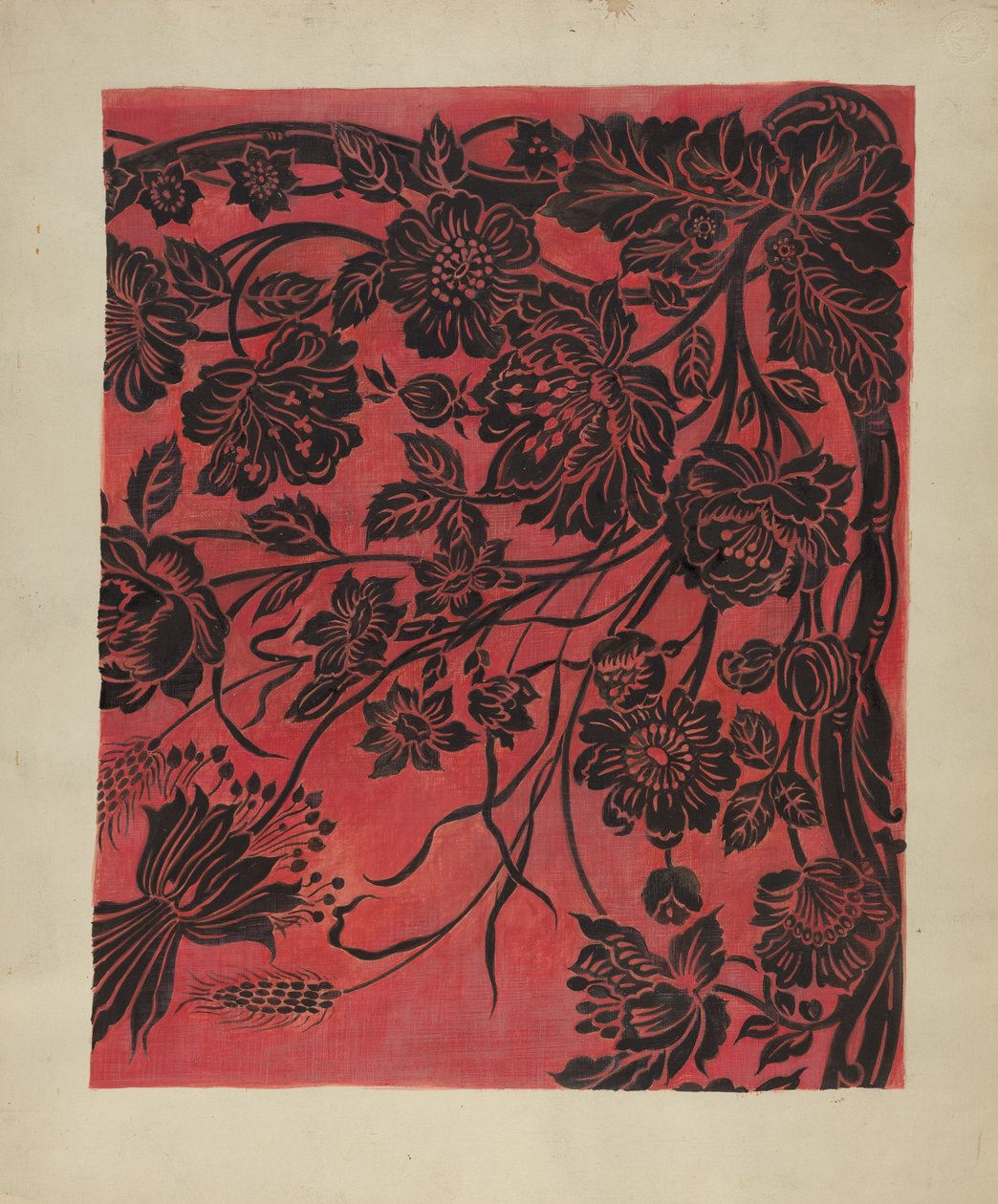 Nappe pochoirée, vers 1942 - Marie Alain