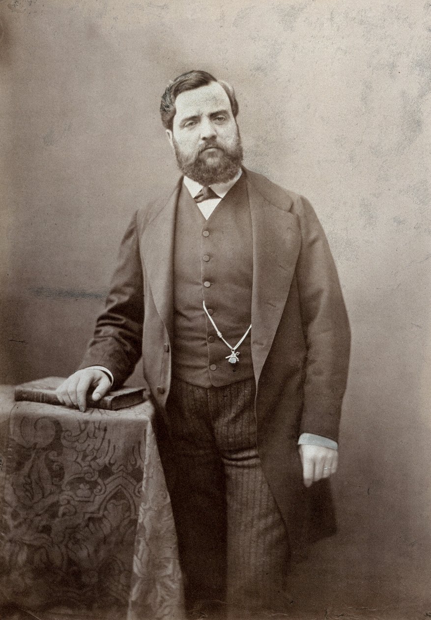 Portrait en trois-quarts du peintre Thomas Couture, avec moustache et barbe épaisse - Marie Alexandre Alophe