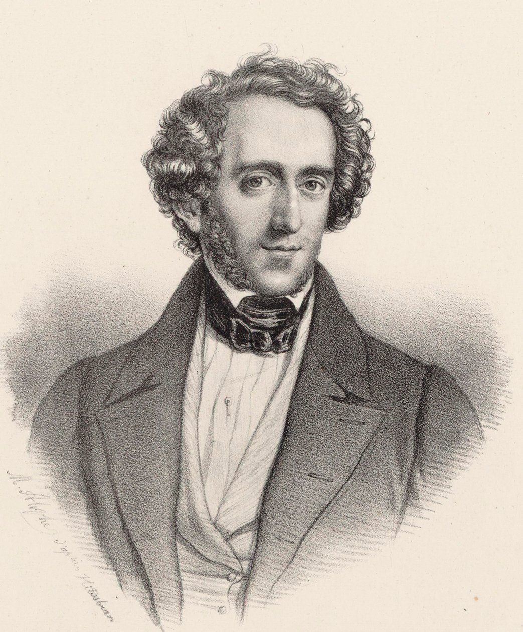 Portrait du pianiste et compositeur Felix Mendelssohn Bartholdy 1809-1847 - Marie Alexandre Menut Alophe