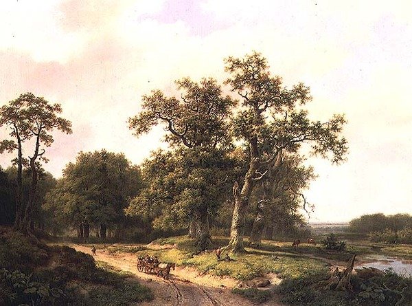 Paysage boisé avec paysans - Marinus Adrianus Koekkoek