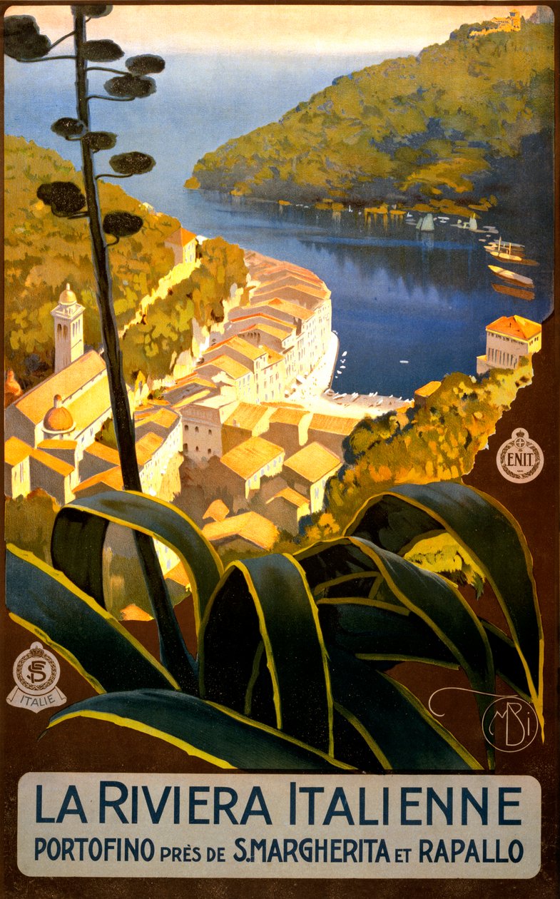 Affiche de voyage La Riviera Italienne, vers 1920 - Mario Borgoni