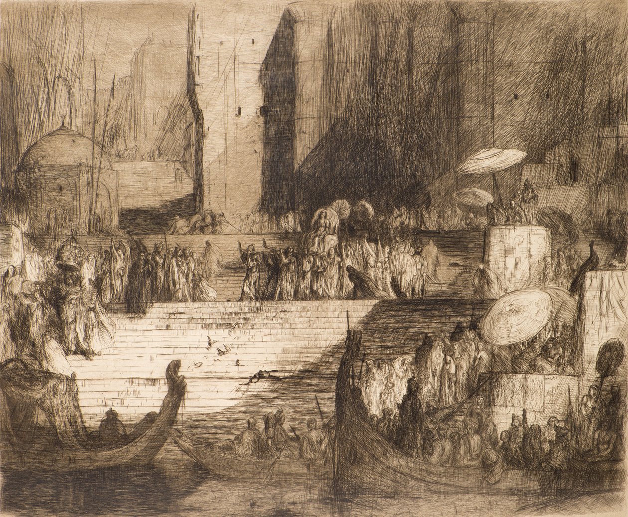 Cérémonie funéraire au Gange - Marius Alexander Jacques Bauer