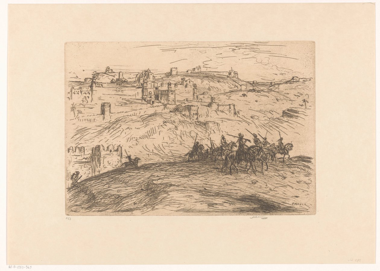 Cavaliers sur une colline - Marius Bauer (signed by artist)