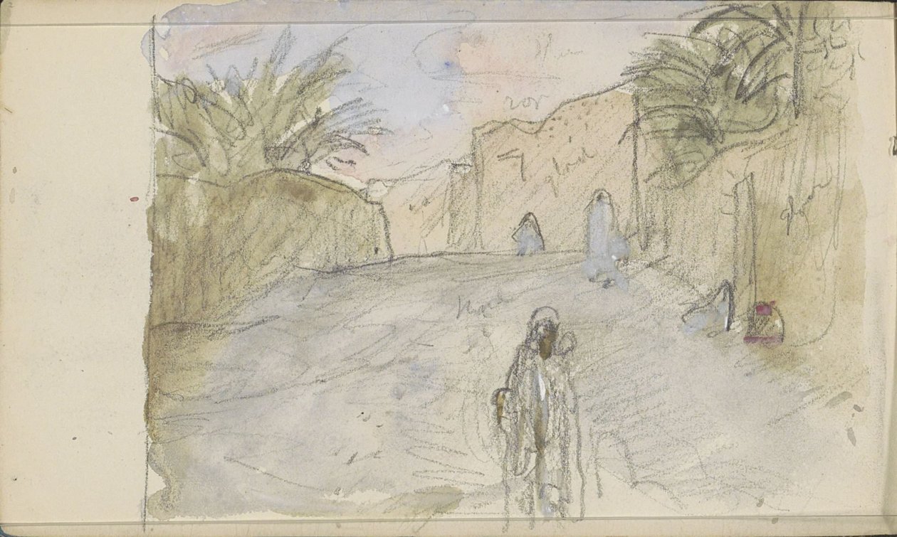 Rue avec des figures à Biskra - Marius Bauer