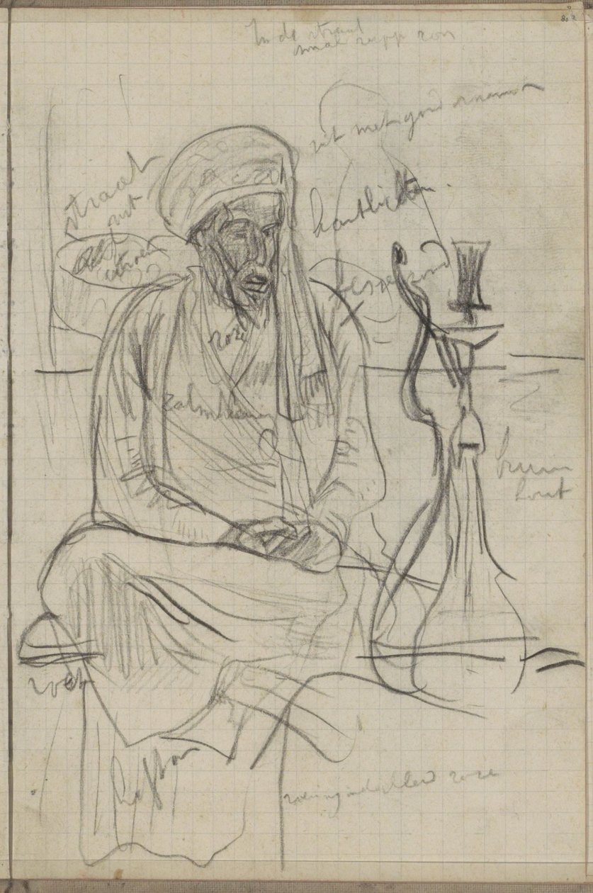 Homme assis avec narguilé - Marius Bauer