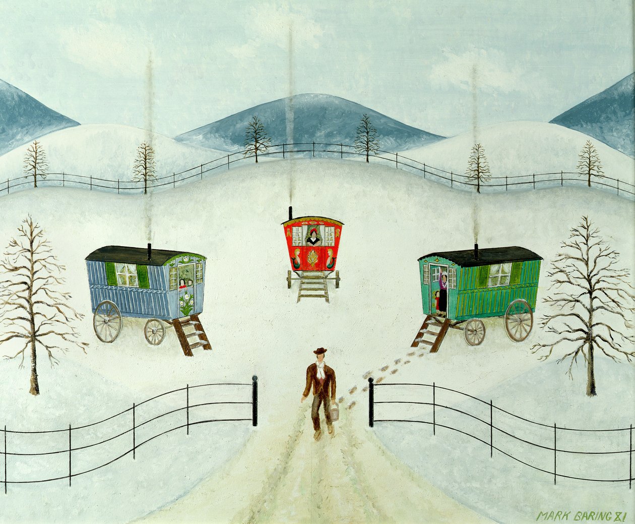 Caravanes tziganes dans la neige - Mark Baring