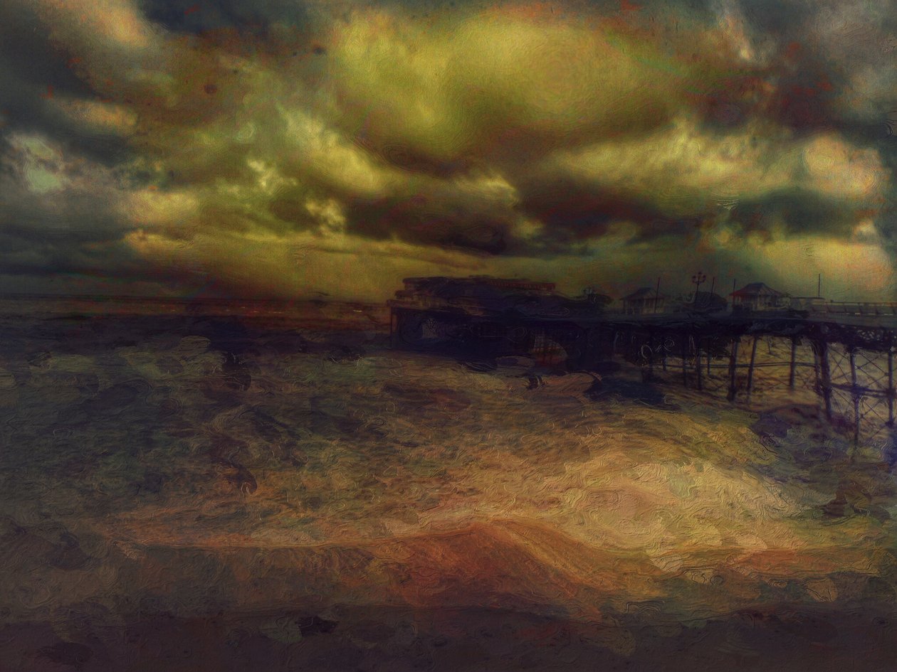 Une tempête la nuit, Cromer Pier, Norfolk (techniques mixtes) - Mark Gordon