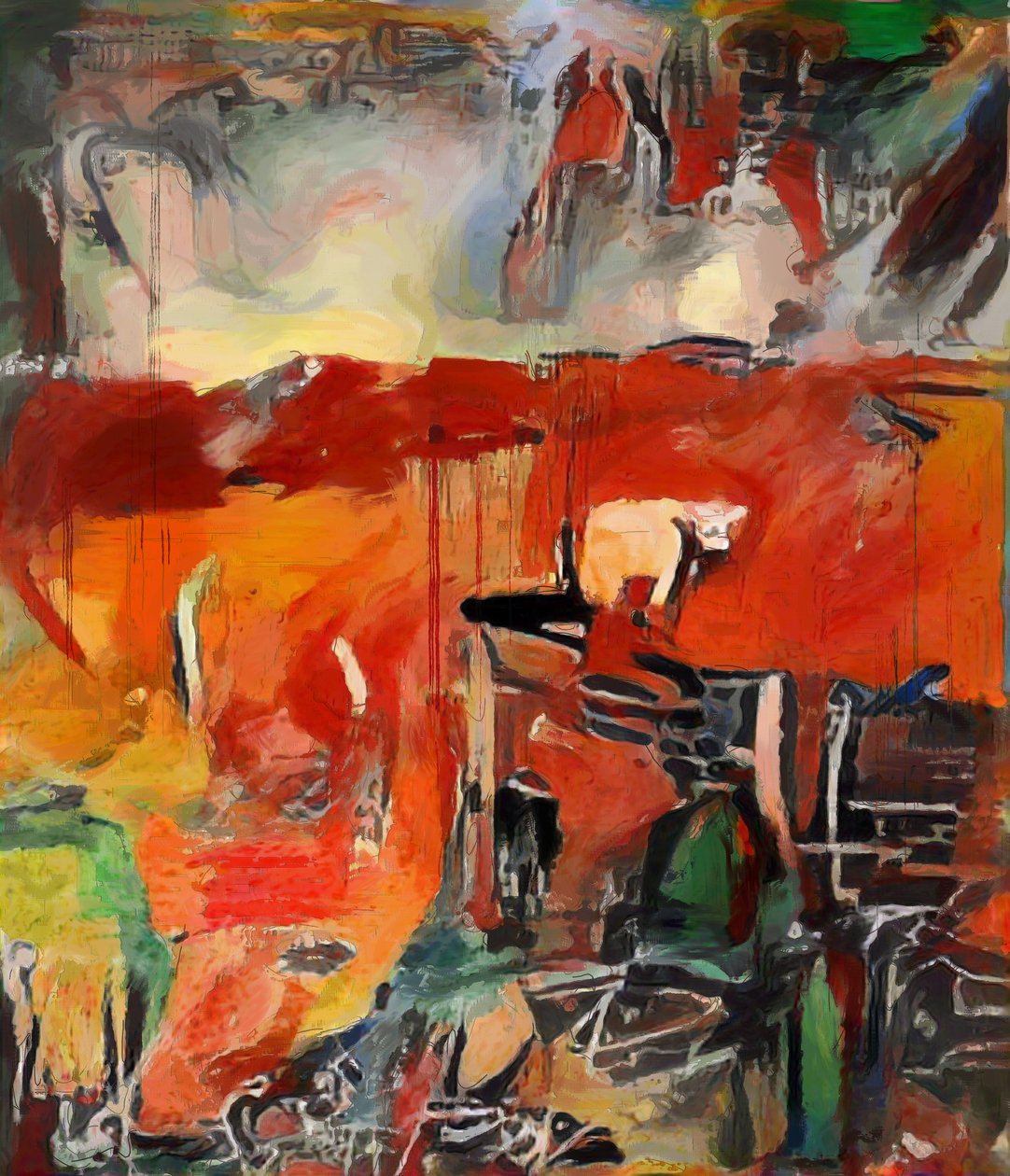 paysage rouge avec vache - Mark Gordon
