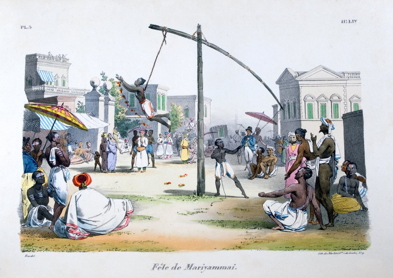 Festival de Mariyamma, ou Mariyammai, divinité hindoue, 1828 - Marlet et Cie