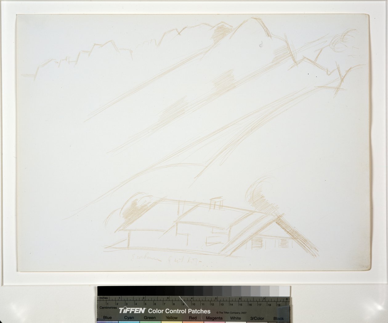 Paysage de montagne, bâtiment au premier plan - Marsden Hartley