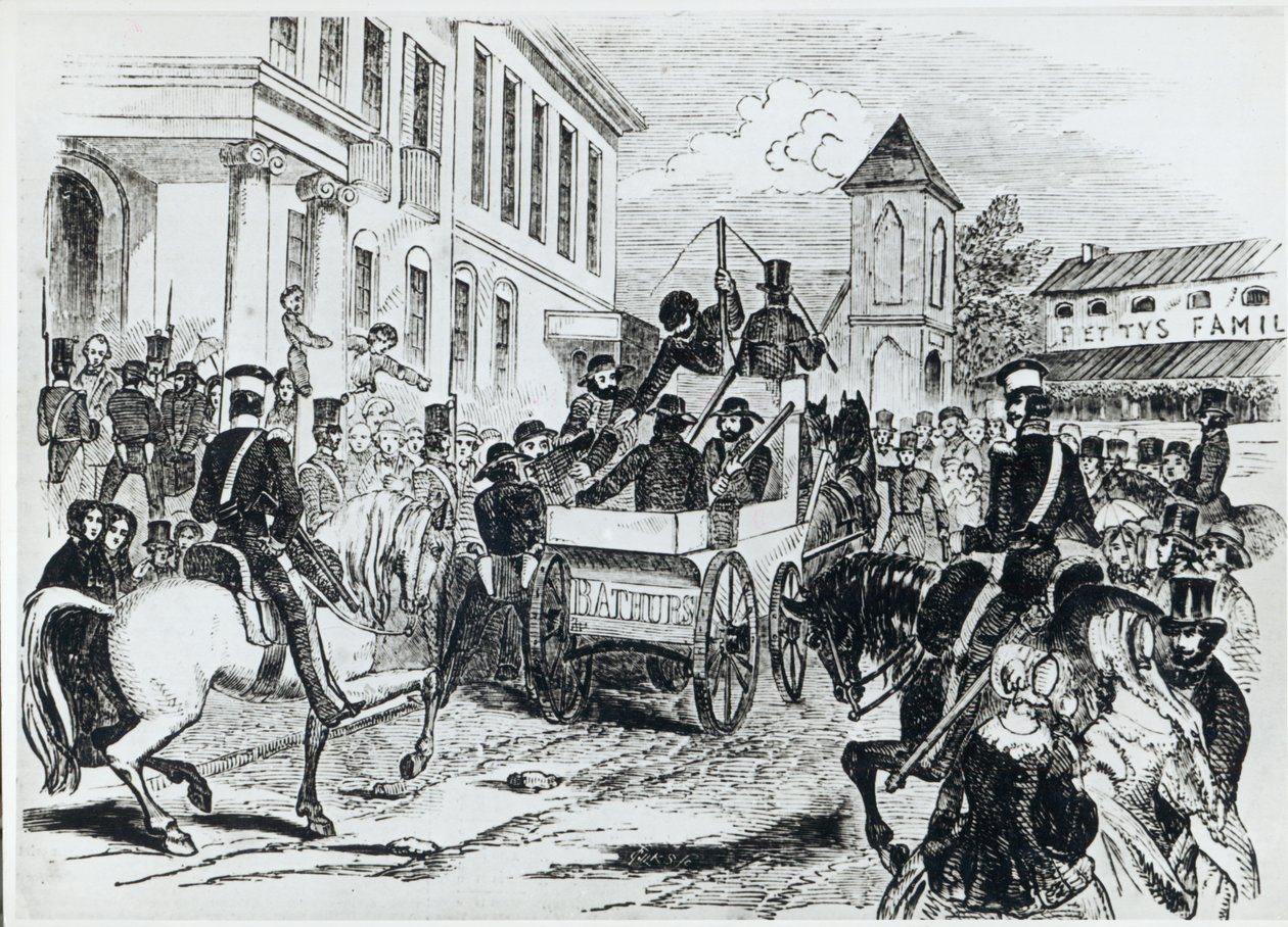 Arrivée du convoi gouvernemental au Trésor colonial, Sydney, le 21 août 1851, de 