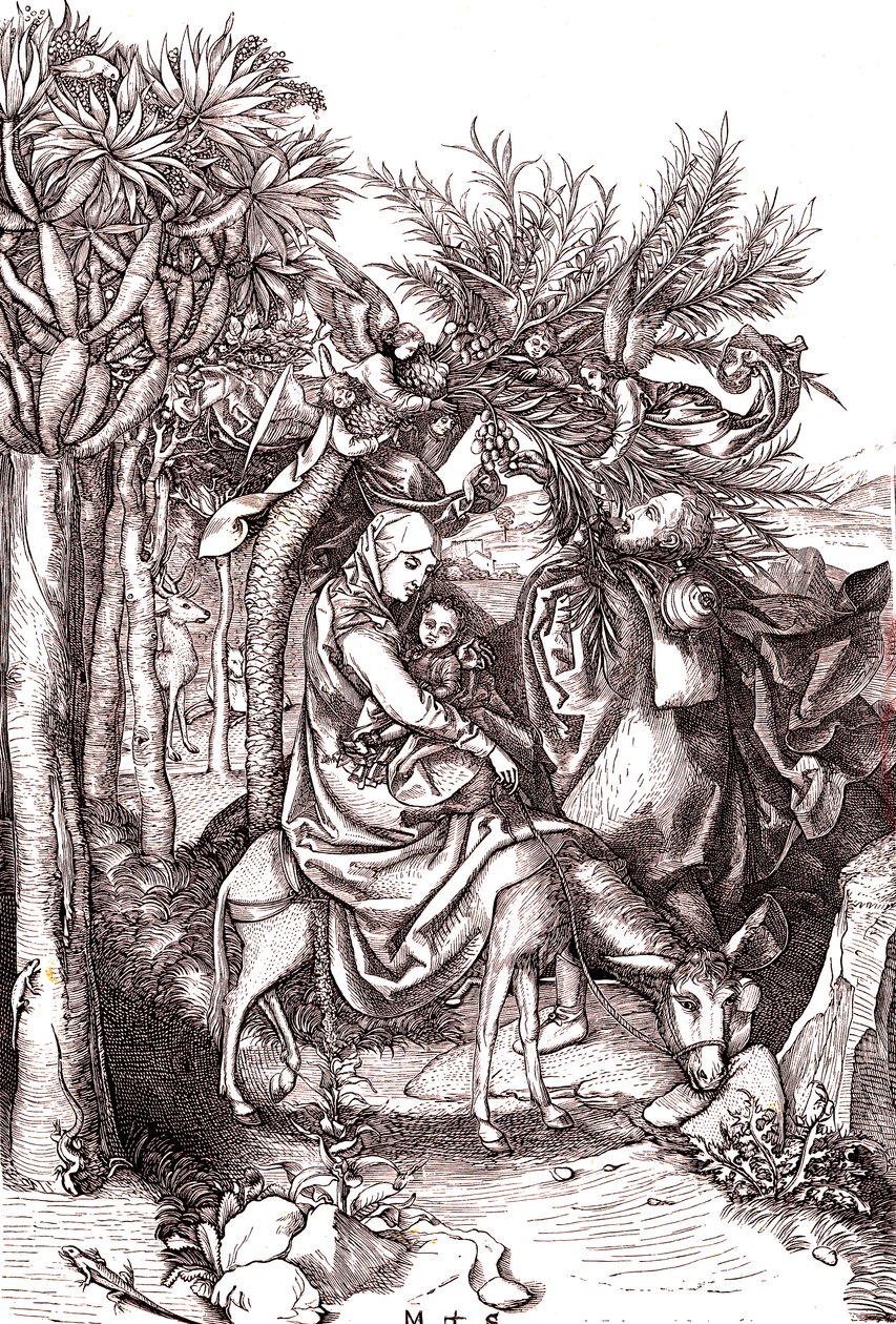 La fuite en Égypte, la Sainte Famille - Martin (after) Schongauer