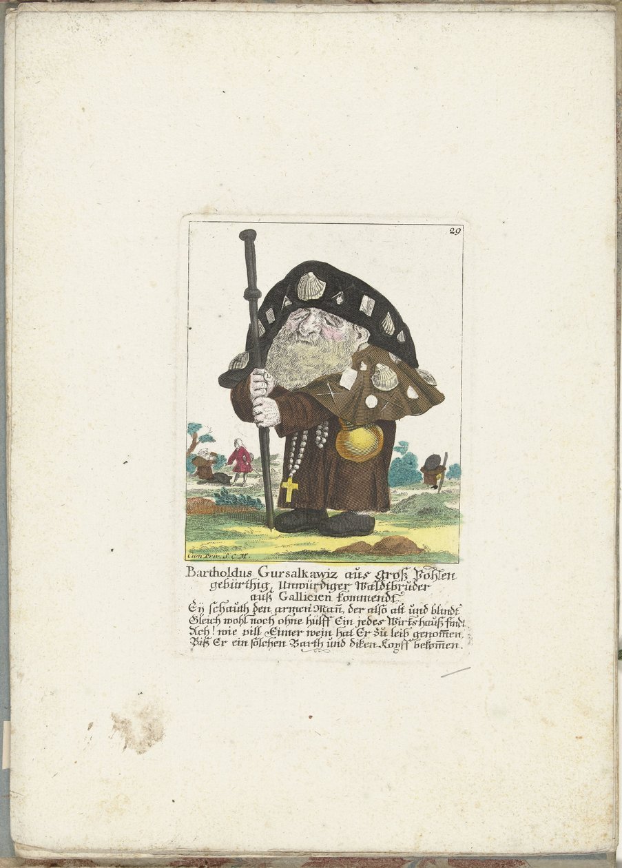 Le nain Bartholdus Gursalkawiz en pèlerin de Compostelle, vers 1710 - Martin Engelbrecht (attributed to)